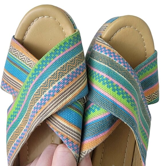 Colorful Wedge Sandals Women 8.5 Espadrille Shoes CL Laundry Bohemian 39 Spring - Picture 5 of 14